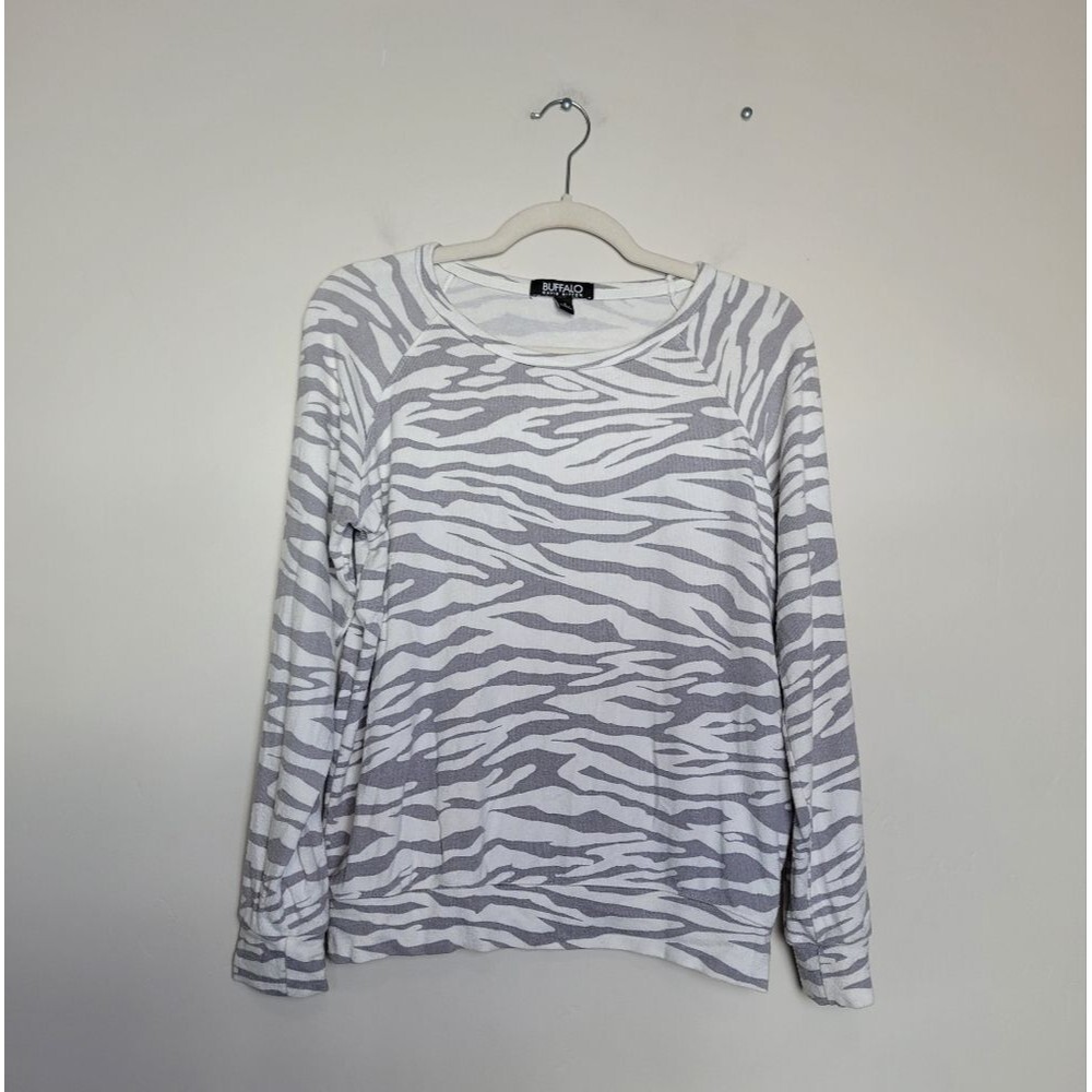 Buffalo by David Bitton Zebra Striped Sweatshirt Sweater Pullover Size Small